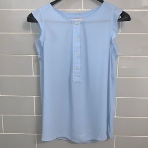 Pale Blue Flutter Sleeve LOFT Blouse